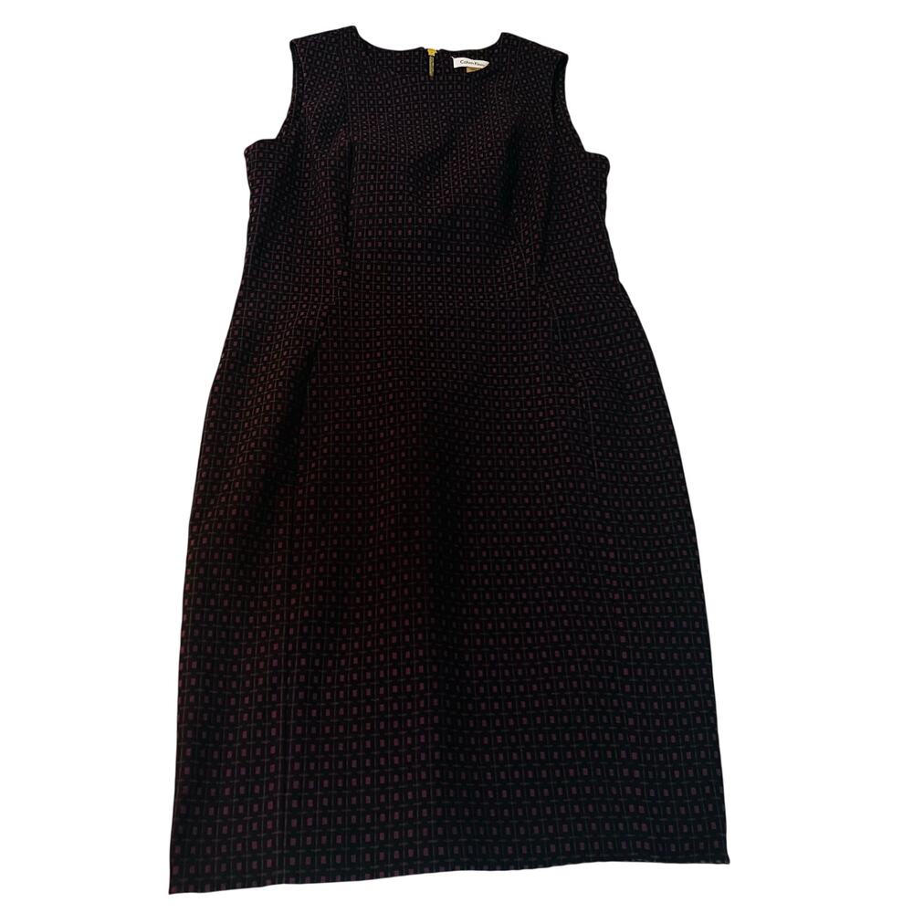 Calvin Klein Printed Sleeveless Sheath Dress Size 12 Pink Black
